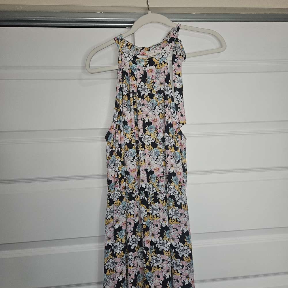 Maison Jules Floral Halter Maxi Dress | Size Large